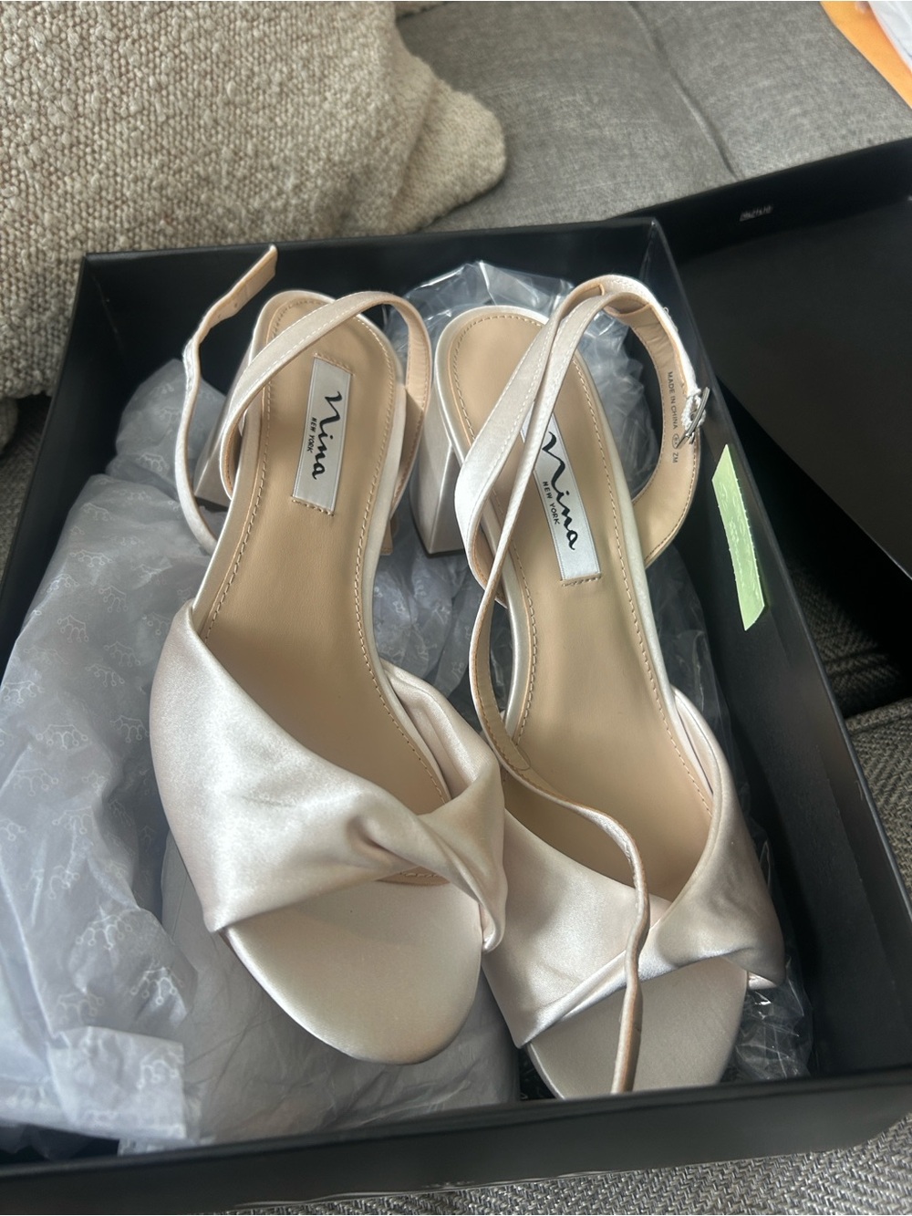 Nina Ivory Ankle-Strap Block Heel Sandal Wedding